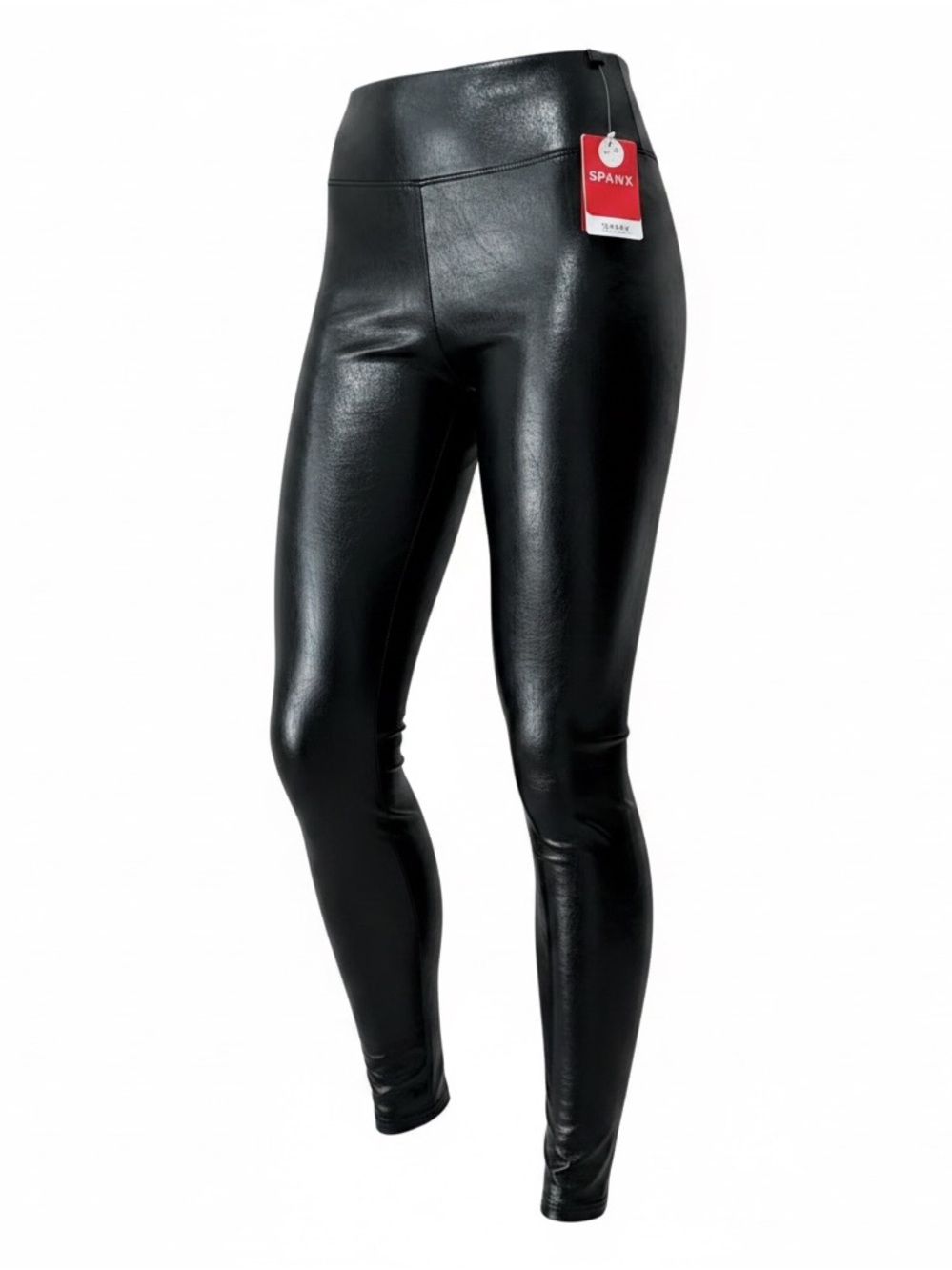 SPANX Faux Patent Leather Leggings Black Petite Small High Rise Shaping NWT
